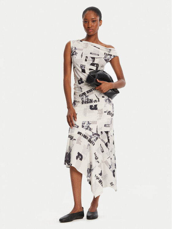 Desigual Desigual Midi suknja Breaking News 25WWFK07 Bijela Regular Fit