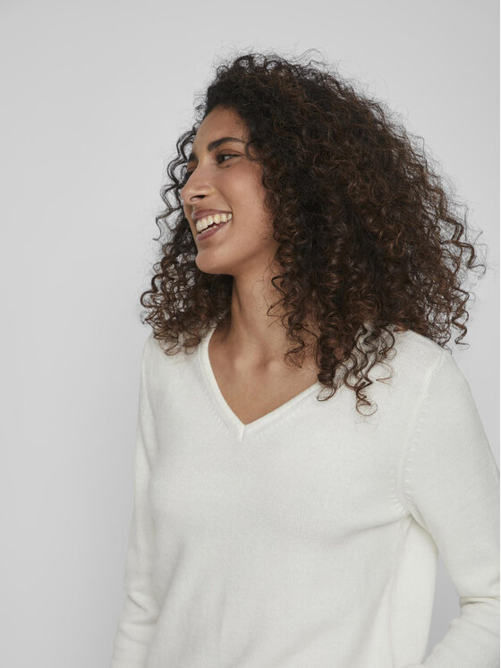 Vila Vila Pulover Ril 14042769 Alb Regular Fit