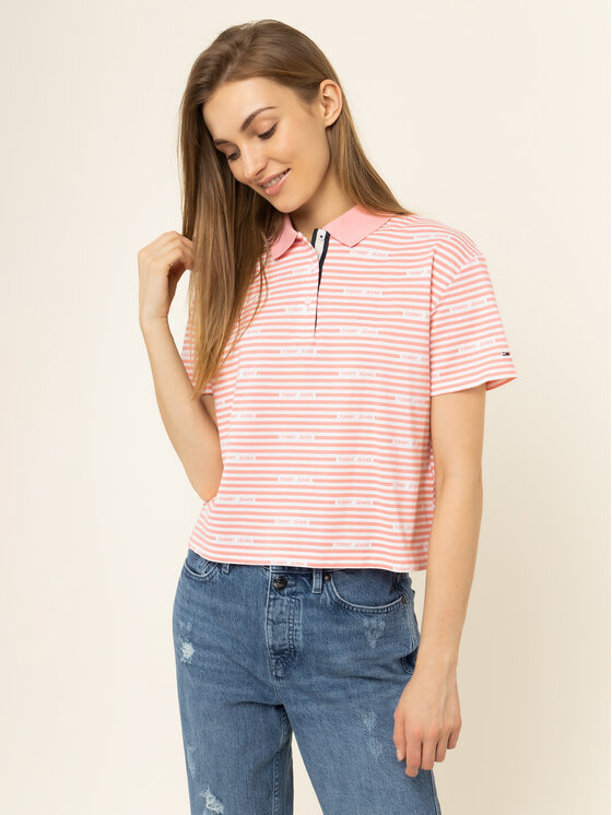 Tommy Jeans Tommy Jeans Polo Stripe DW0DW07643 Rosa Oversize