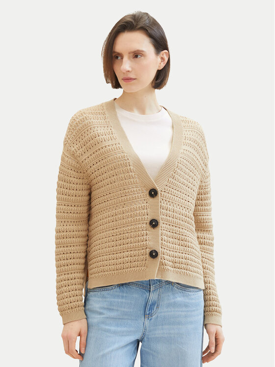 Tom Tailor Tom Tailor Kardigán 1041213 Bézs Loose Fit