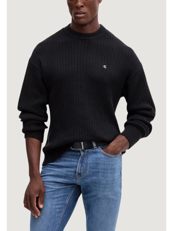 Calvin Klein Jeans Calvin Klein Jeans Πουλόβερ LS VERTICAL TEXTURE Μαύρο Casual Fit