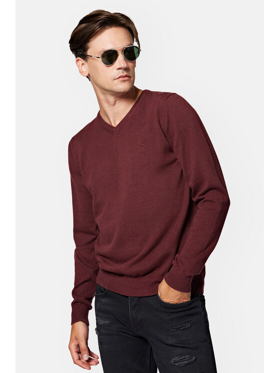 Lancerto Lancerto Sweter Lenny SW073223000037 Bordowy Regular Fit
