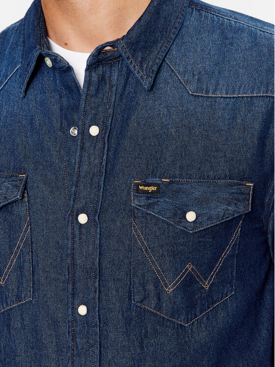 Wrangler Wrangler Koszula jeansowa 27Mw 112341088 Granatowy Regular Fit