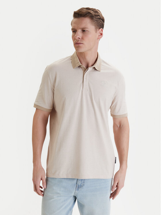 Beverly Hills Polo Club Beverly Hills Polo Club Тениска с яка и копчета W126-BHMPO-1028-39M Бежов Regular Fit