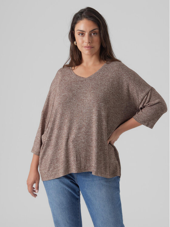 Vero Moda Curve Blúzka Brianna 10297287 Hnedá Regular Fit
