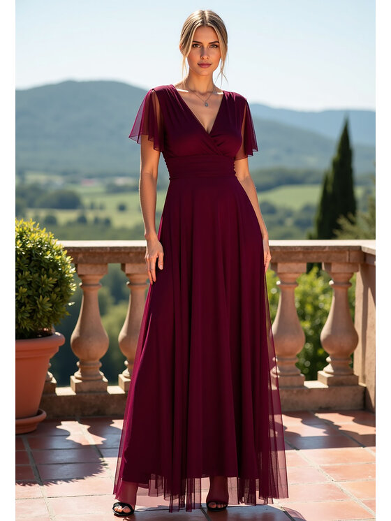 FIGL FIGL Večerné šaty M1103 Bordová Straight Fit