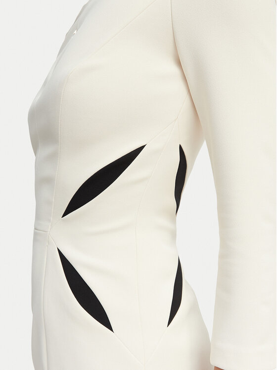 Elisabetta Franchi Elisabetta Franchi Sukienka koktajlowa AB-868-61E2-V390 Kremowy Slim Fit