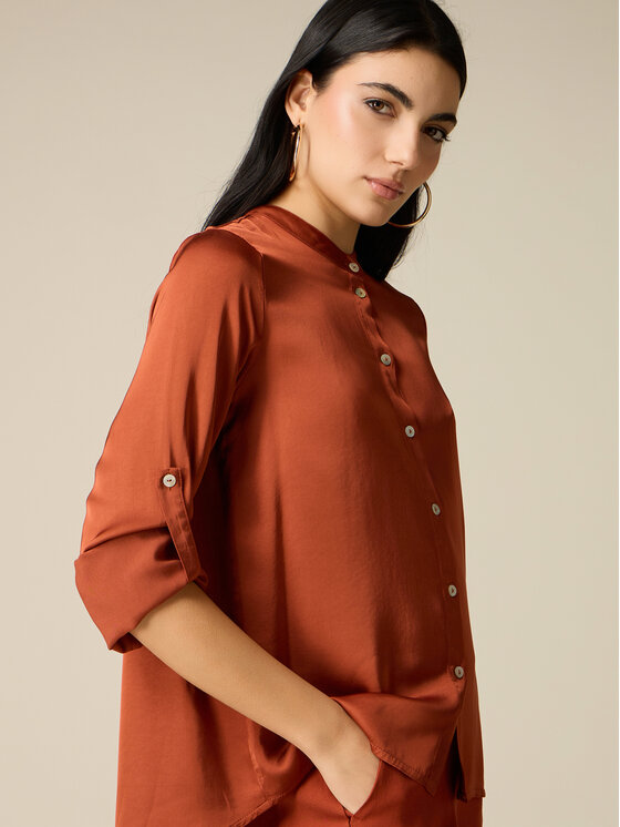 Oltre Oltre Koszula 5064R003082N022 Pomarańczowy Baggy Fit