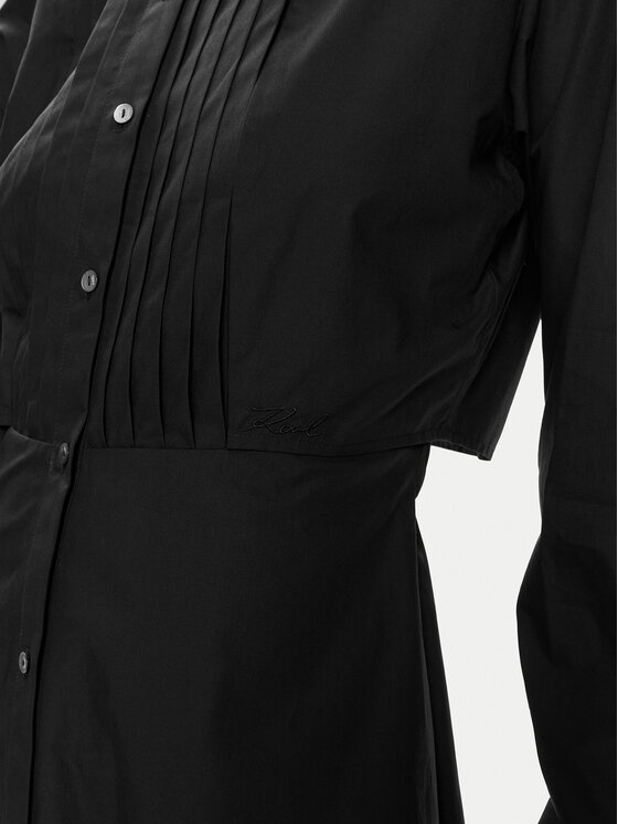 KARL LAGERFELD KARL LAGERFELD Φόρεμα πουκάμισο 245W1303 Μαύρο Regular Fit