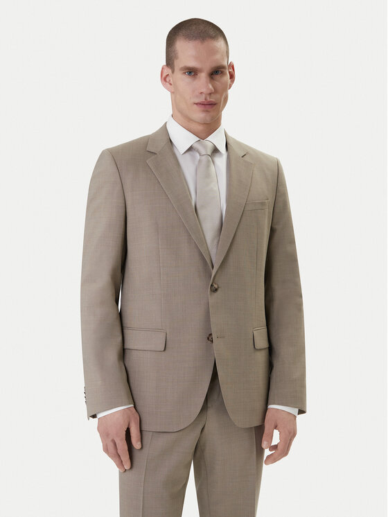 HUGO HUGO Obleka Henry/Getlin232X 50557616 Bež Slim Fit