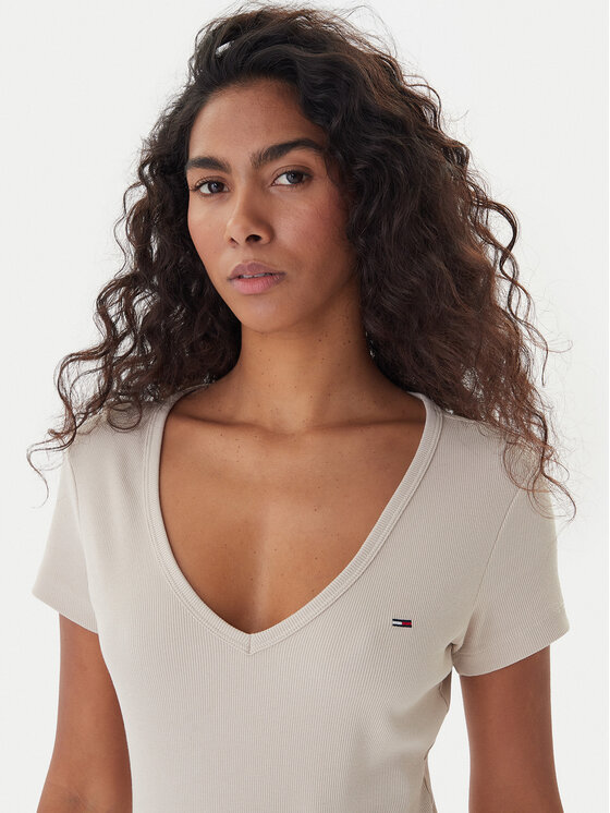 Tommy Jeans Tommy Jeans T-särk Essential DW0DW17385 Beež Slim Fit