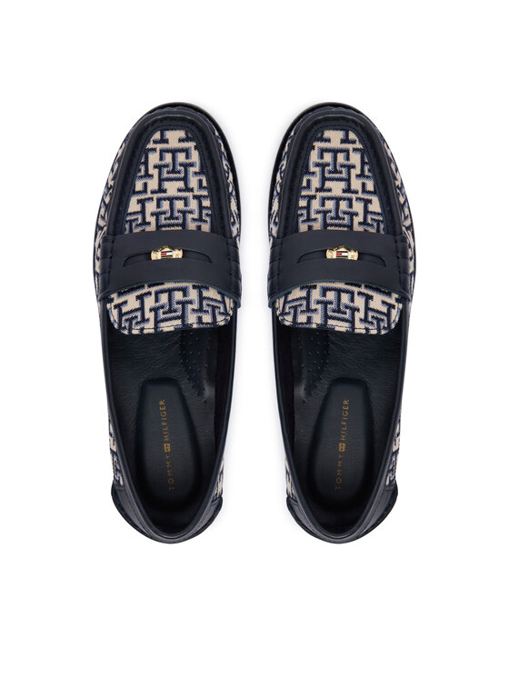 Tommy Hilfiger Tommy Hilfiger Čevlji brez vezalk Th Monogram Penny Bar Loafer FW0FW09537 Mornarsko modra