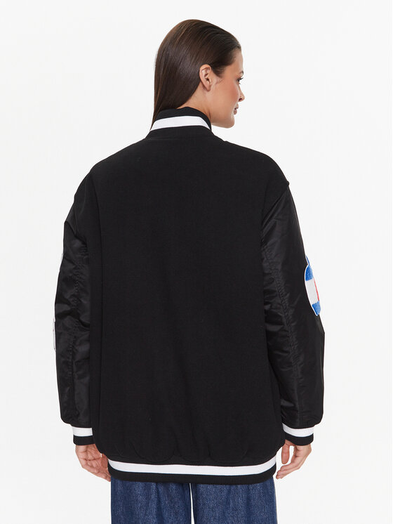 Tommy Jeans Tommy Jeans Μπόμπερ μπουφάν Letterman DW0DW14940 Μαύρο Oversize