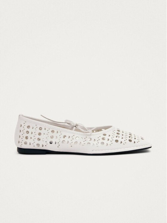 ALOHAS ALOHAS Baleriny Sway Slit White Leather Ballet Flats Biały