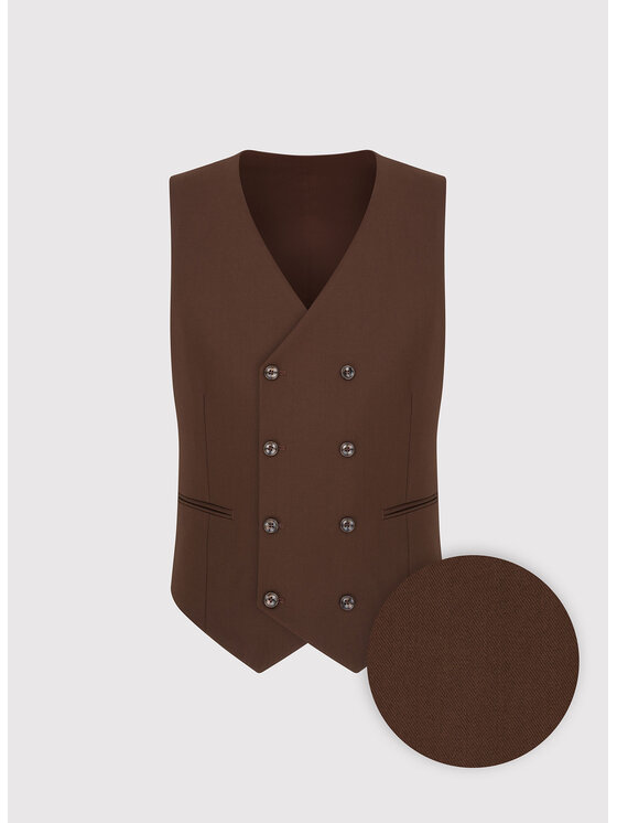Pako Lorente Pako Lorente Kamizelka P25WF-8X-010 Brązowy Slim Fit