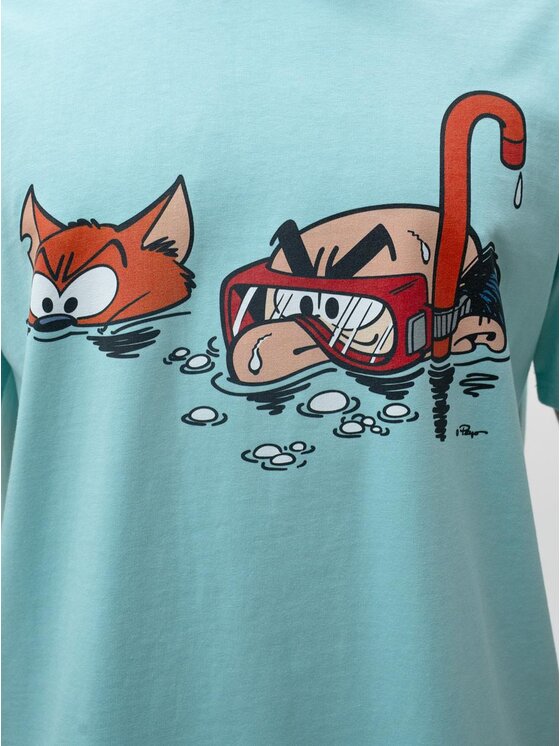 Smerfy Smerfy T-Shirt Szeroka Luźna Gargamel 129180 Niebieski Oversize