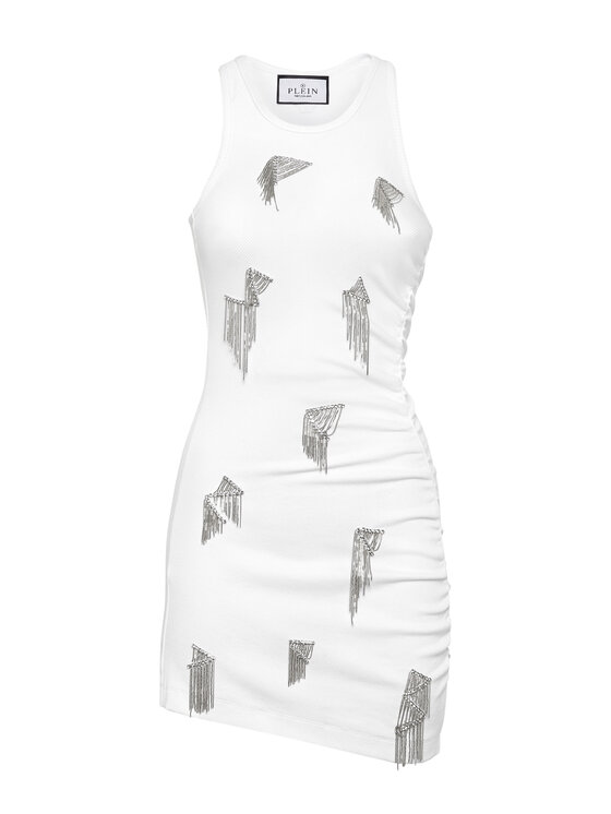 PHILIPP PLEIN PHILIPP PLEIN Sukienka wieczorowa 21697 Biały Fitted Fit