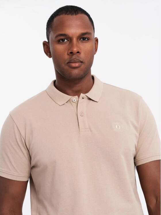 Ombre Ombre Komplet 3 koszulek polo OM-POBS-0133 Brązowy Regular Fit