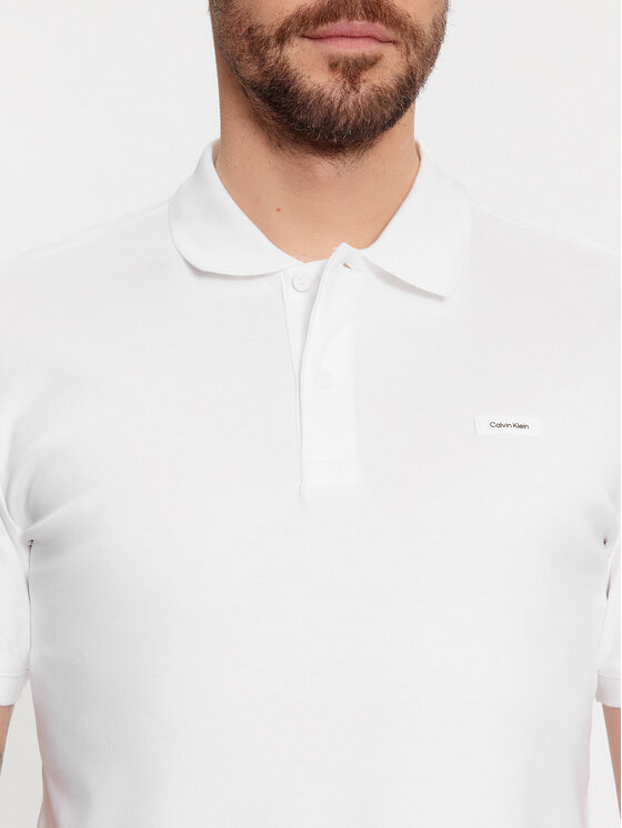 Calvin Klein Calvin Klein Polo Smooth Cotton Slim Polo K10K111657 Biały Regular Fit