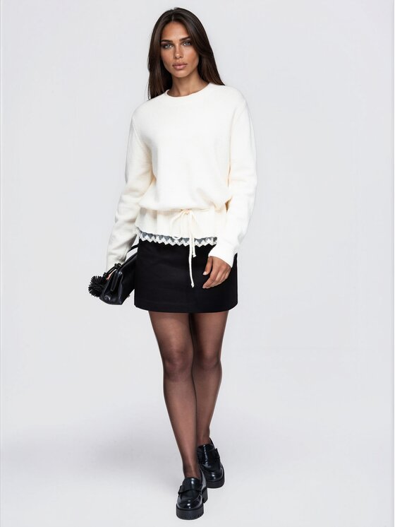 Ombre Ombre Svetr OW-SW-E0070 Světle béžová Relaxed Fit