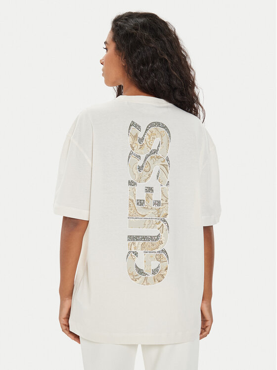 Guess Guess Tričko W4YI18 JA914 Écru Regular Fit