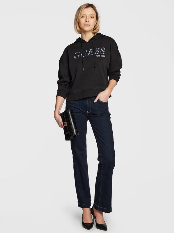 Guess Guess Mikina W3RQ09 KBKM0 Černá Regular Fit