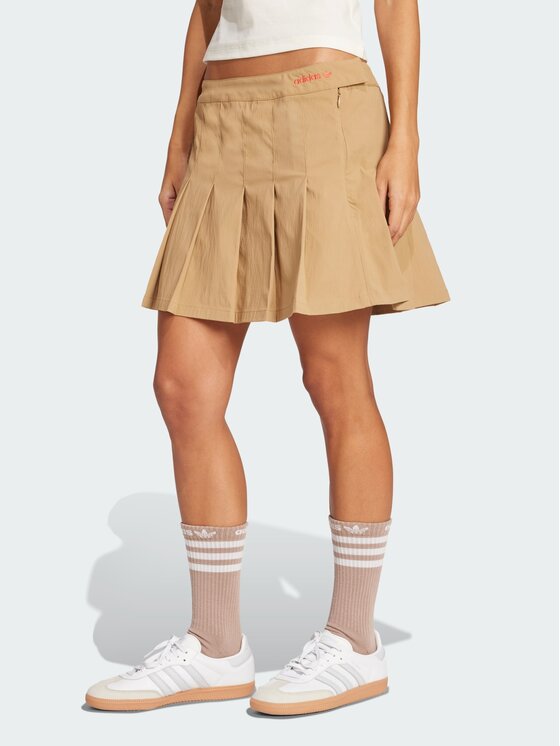 adidas adidas Spódnica plisowana Pleated Beżowy Regular Fit