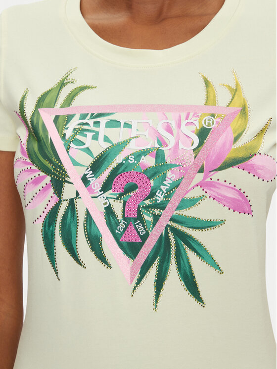 Guess Guess Tricou W5GI07 J1314 Galben Regular Fit