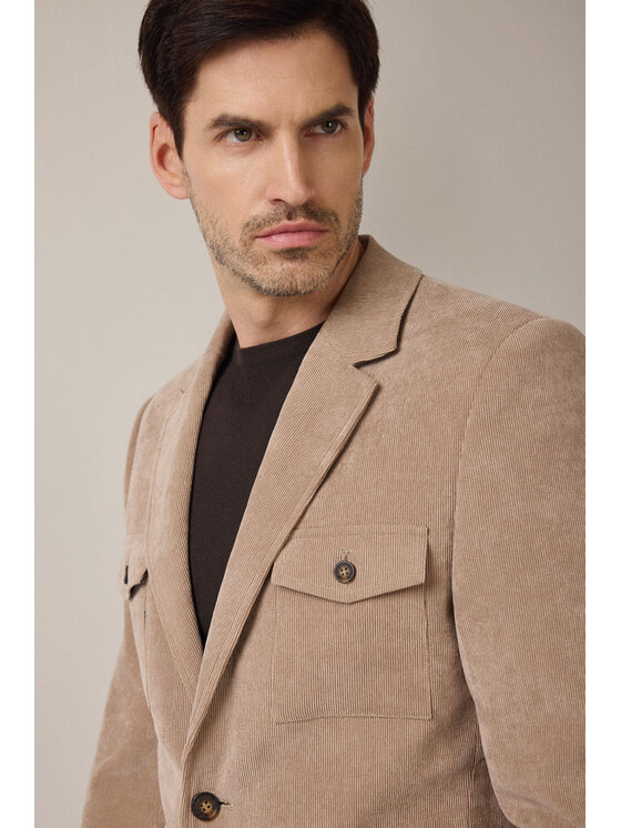 Lancerto Lancerto Marynarka Lothar MA131225000023 Beżowy Slim Fit