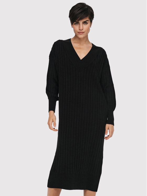ONLY ONLY Rochie tricotată New Tessa 15236372 Negru Regular Fit