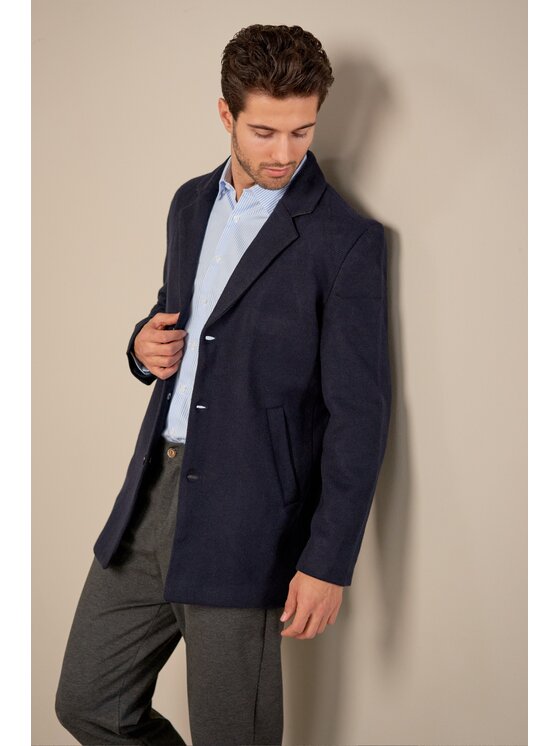 TeeShoppen TeeShoppen Płaszcz 'Basic Collection' Granatowy Regular Fit