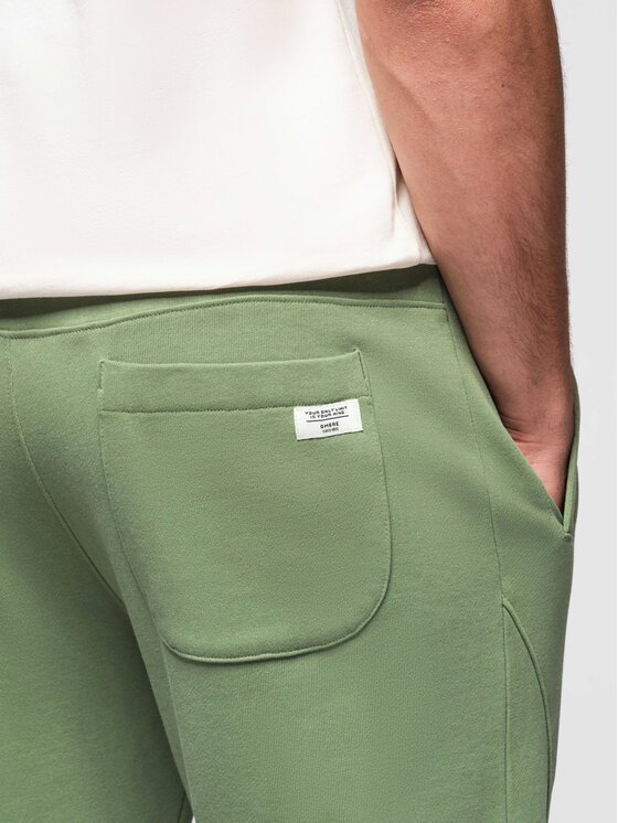 Ombre Ombre Spodnie dresowe OM-PABS-0305 Zielony Regular Fit
