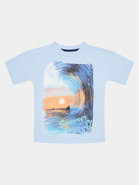 Guess Guess T-Shirt L4GI12 K8HM4 Světle modrá Oversize