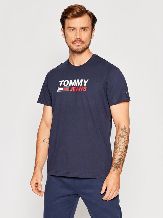 Tommy Jeans Majica Corp Logo DM0DM15379 Mornarsko Modra Regular Fit