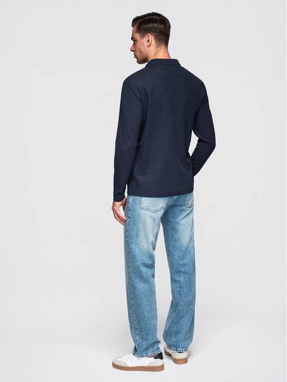 Ombre Ombre Longsleeve OM-POBL-0162 Granatowy Regular Fit