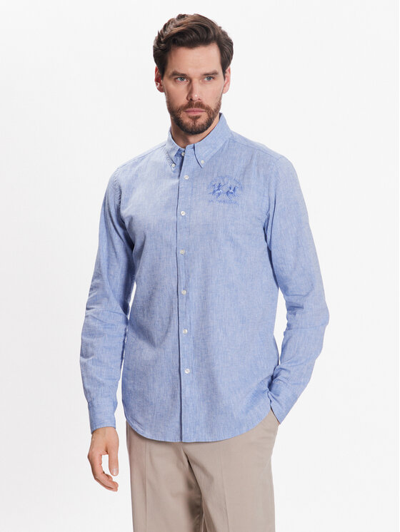 La Martina La Martina Camicia VMC004 TL072 Blu Slim Fit