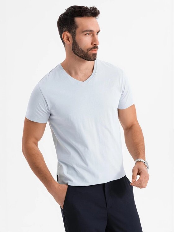 Ombre Ombre T-Shirt OM-TSBS-0237 Szary Regular Fit