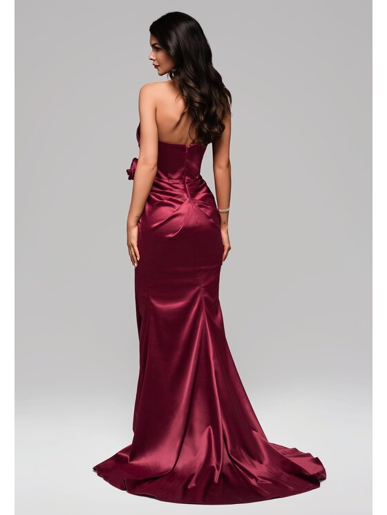 Ombre Ombre Sukienka wieczorowa LA-OM-DLR144 Bordowy Regular Fit