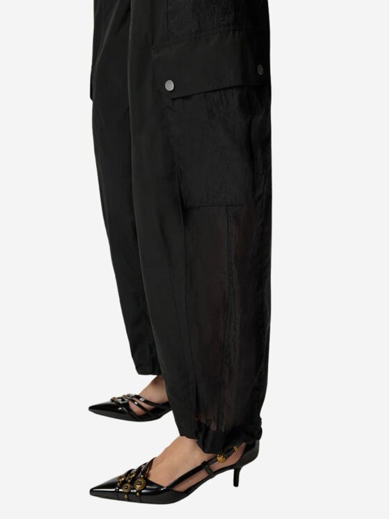 PINKO PINKO Bryczesy Pantaloni workwear con inserti trasparenti Czarny Regular Fit
