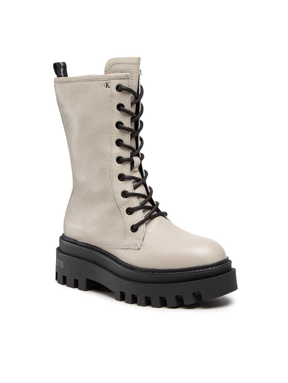 Calvin Klein Jeans Calvin Klein Jeans Μποτάκια Flatform Mid Laceup Boot YW0YW00843 Μπεζ