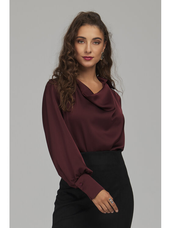 NIFE NIFE Bluzka B237 Bordowy Regular Fit