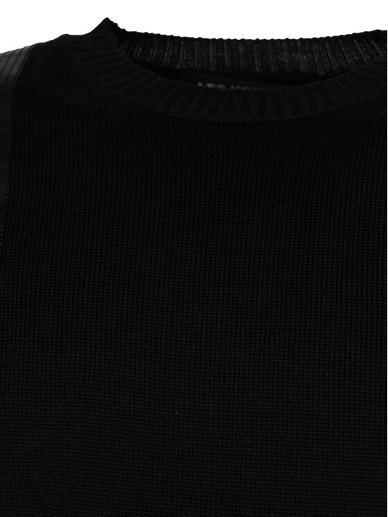 Les Hommes Les Hommes Πουλόβερ LJK104-652B | Round Neck Sweater with Shoulder Detail Μαύρο Regular Fit