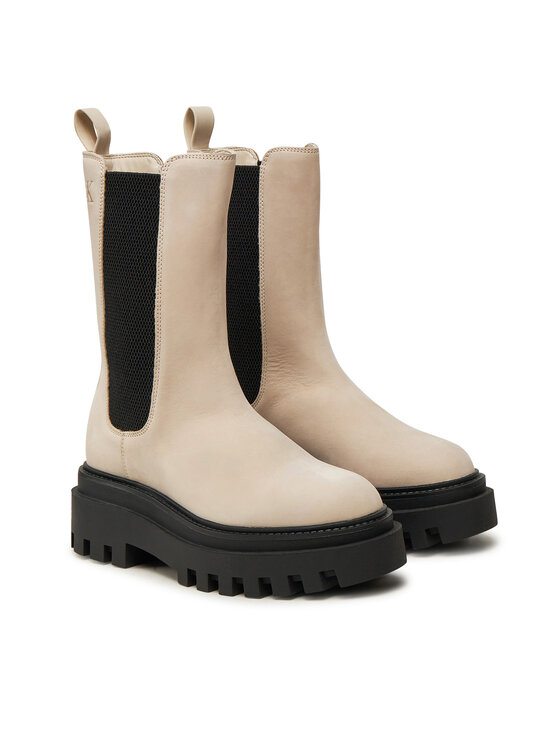 Calvin Klein Jeans Calvin Klein Jeans Боти тип челси Flatform Chelsea Boot Mg Nb YW0YW01684 Бежов