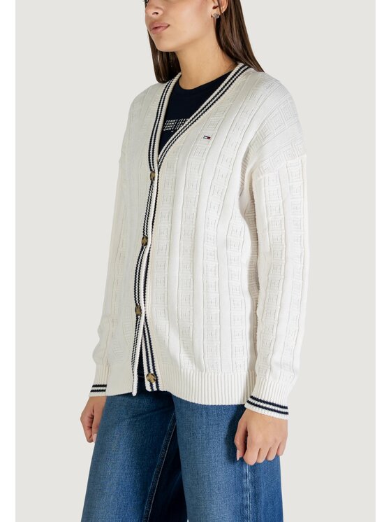 Tommy Jeans Tommy Jeans Cardigan DW0DW22026 Bianco Casual Fit