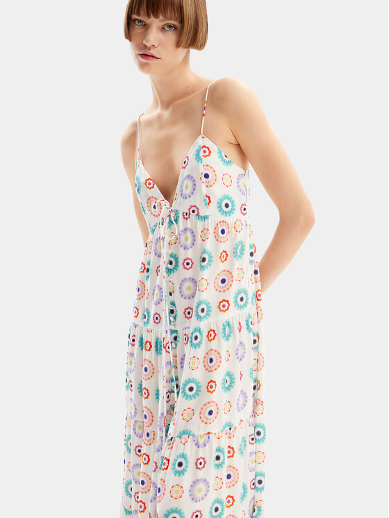 Desigual Desigual Letní šaty Galactica 24SWVW06 Bílá Regular Fit