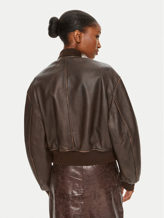 Weekend Max Mara Weekend Max Mara Kurtka skórzana Hiltex 2425446031 Brązowy Relaxed Fit