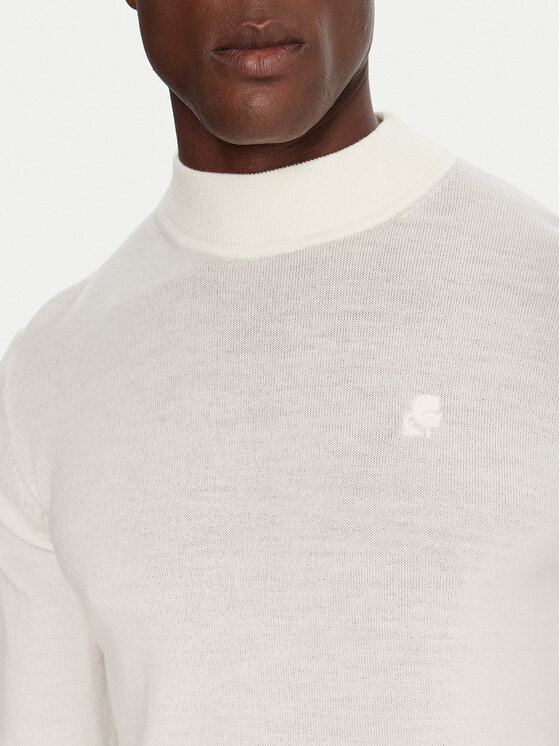 KARL LAGERFELD KARL LAGERFELD Bluză cu gât 655002 554399 Écru Slim Fit