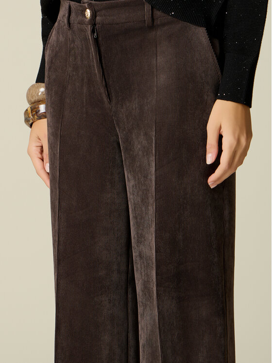 Oltre Oltre Spodnie materiałowe P065R009577N032 Brązowy Flared Fit
