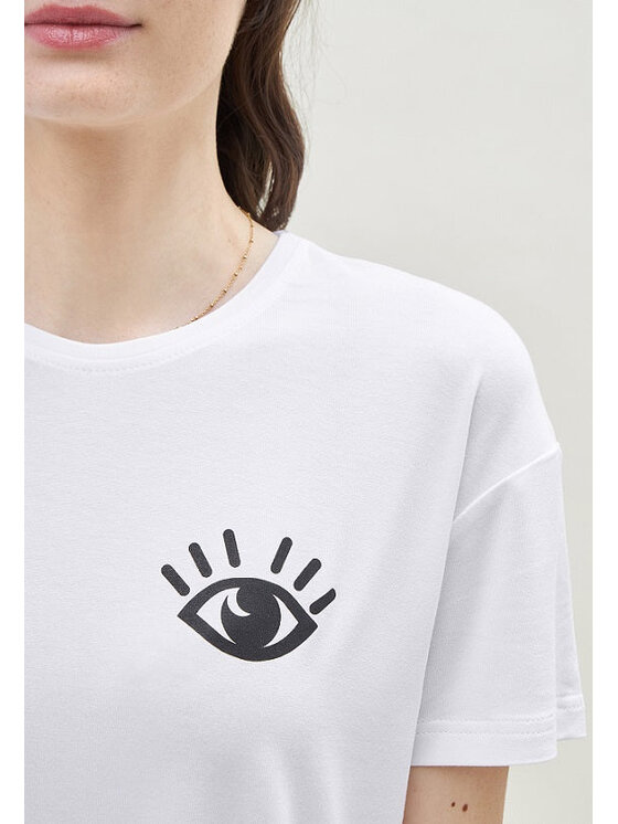 Moonholi Moonholi T-Shirt AWAKEN Biały Classic Fit