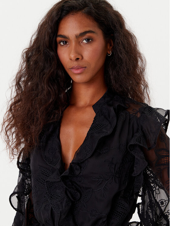 BARDOT BARDOT Μπλουζάκι Frill Embroidered 59896TB2 Μαύρο Regular Fit